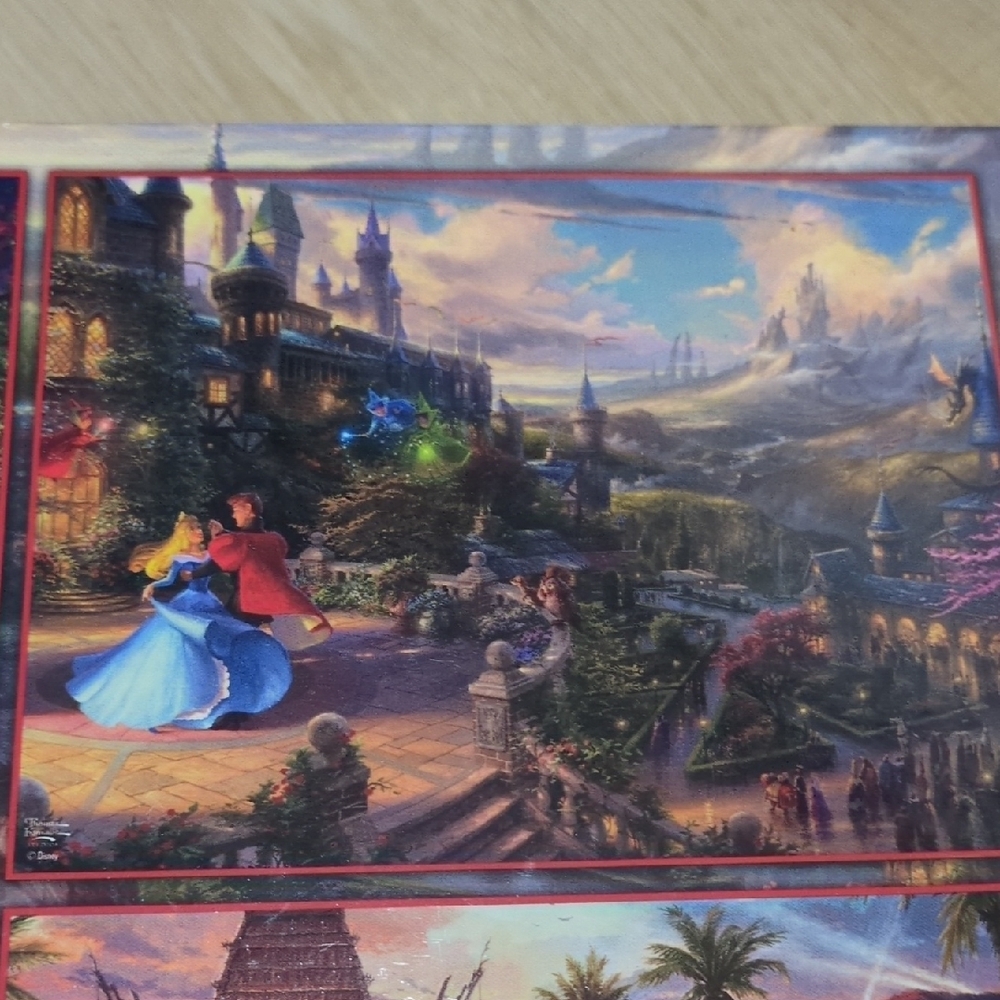 Disney Thomas Kinkade Studios 4-Pack Puzzle Set - Blue, Purple, Pink, Green - Picture 5 of 13